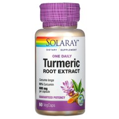 Экстракт корня куркумы, один раз в день, Turmeric Root Extract, Solaray, 600 мг, 60 капсул купить в Киеве и Украине