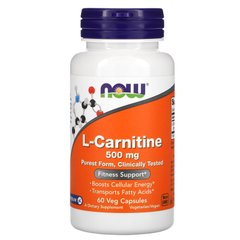 Карнитин Now Foods (L-Carnitine) 500 мг 60 растительных капсул купить в Киеве и Украине
