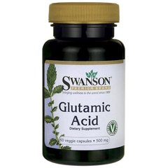Глютамінова кислота Swanson (Glutamic Acid) 500 мг 60 капсул