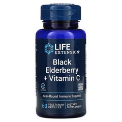 Life Extension, чорна бузина з вітаміном C, 60 вегетаріанських капсул