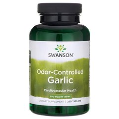 Контрольований запахом часник, Odor-Controlled Garlic, Swanson, 500 мг, 250 таблеток
