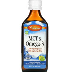 MCT и Омега-3 Carlson Labs (MCT & Omega-3) 9200 мг/1480 мг 200 мл со вкусом лимон-лайм купить в Киеве и Украине
