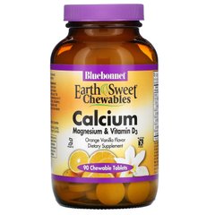 Кальцій, магній і вітамін D3 Bluebonnet Nutrition (Calcium Magnesium Vitamin D3) 90 жувальних таблеток зі смаком апельсин-ваніль