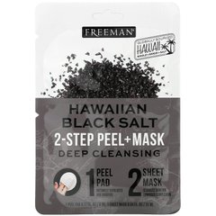 2-этапный пилинг + маска, 1 подушечка, / 1 листовая маска, гавайская черная соль, Hawaiian Black Salt, Freeman Beauty, 2 шт купить в Киеве и Украине