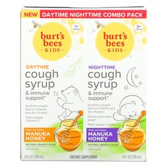 Burt's Bees, Kids, денний/нічний сироп від кашлю та підтримка імунітету, комбінована упаковка, натуральний виноград, 2 упаковки, 4 рідкі унції (118 мл) кожна