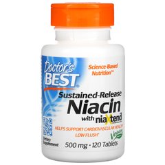 Ніацин (В3) сповільненого вивільнення, Time-Release Niacin with Niaxtend, Doctor's Best, 500 мг, 120 таблеток