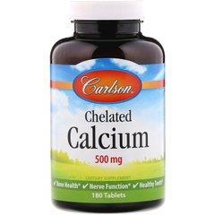 Кальцій у формі хелату, Chelated Calcium, Carlson Labs, 500 мг, 180 таблеток