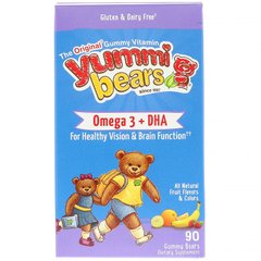 Омега-3 для дітей Hero Nutritional Products (Yummi Bears Omega 3 + DHA) 35 мг 90 жувальних цукерок з фруктовим смаком