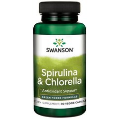 Спіруліна & Хлорелла, Made with Organic Spirulina & Chlorella, Swanson, 90 капсул