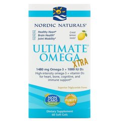 Остаточний омега Xtra, лимон, Nordic Naturals, 1000 мг, 60 м'яких таблеток