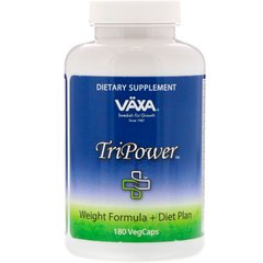 TriPower, формула зниження ваги + план дієти, Vaxa International, 180 вегетаріанських капсул