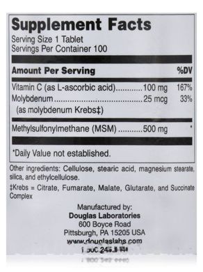 МСМ + витамин С Douglas Laboratories (MSM + Vitamin C) 100 таблеток купить в Киеве и Украине