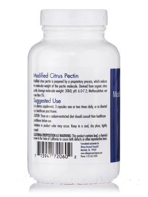 Модифікований цитрусовий пектин, Modified Citrus Pectin, Allergy Research Group, 120 вегетаріанських капсул