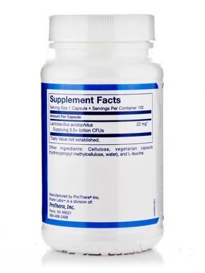 Ацидофилус пробиотики Klaire Labs (L. Acidophilus SCD Compliant) 100 вегетарианских капсул купить в Киеве и Украине