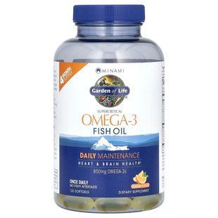 Омега-3 рыбий жир апельсин Minami Nutrition (Omega-3 Fish Oil Supercritical) 850 мг 2 фл. по 60 капсул 120 капсул купить в Киеве и Украине