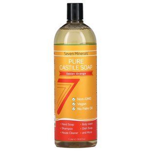 Seven Minerals, Pure Castile Soap, Sweet Orange, 33.8 fl oz (1 l) купить в Киеве и Украине