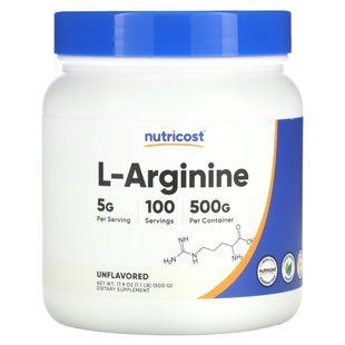 Nutricost, L-Arginine, Unflavored, 17.9 oz (500 g) купить в Киеве и Украине