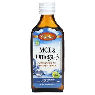 MCT и Омега-3 Carlson Labs (MCT & Omega-3) 9200 мг/1480 мг 200 мл со вкусом лимон-лайм купить в Киеве и Украине