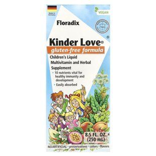Floradix, Kinder Love, Children's Liquid Multivitamin and Herbal Supplement, Gluten Free, 8.5 fl oz (250 ml) купить в Киеве и Украине