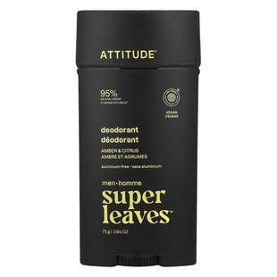 ATTITUDE, Super Leaves&trade;, Aluminum-Free Deodorant, For Men, Amber & Citrus, 2.64 oz (75 g)