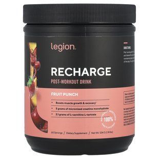 Legion Athletics, Recharge, Post-Workout Drink, Fruit Punch, 1.18 lbs (534 g) купить в Киеве и Украине