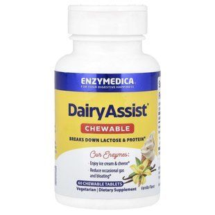 Enzymedica, DairyAssist&reg; Chewable, Vanilla, 60 Chewable Tablets