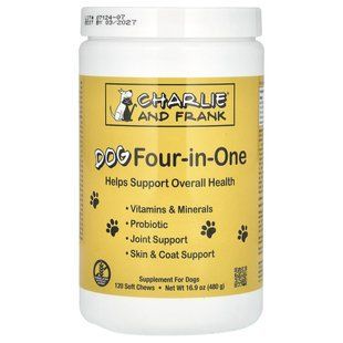 Добавки для собак, четыре в одном, Чарли и Фрэнк, Dog Four-in-One, Charlie & Frank, 120 мягких жевательных таблеток купить в Киеве и Украине