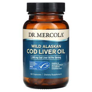 Dr. Mercola, Wild Alaskan Cod Liver Oil, 1,300 mg, 60 Capsules (650 mg per Capsule) купить в Киеве и Украине