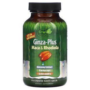 Irwin Naturals, Ginza-Plus, мака й родіола, 75 капсул із рідиною