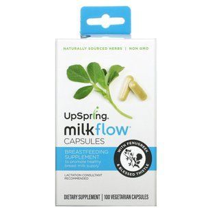 Молочный поток, пажитник + чертополох, Milkflow, Fenugreek + Blessed Thistle, UpSpring, 100 вегетарианских капсул купить в Киеве и Украине