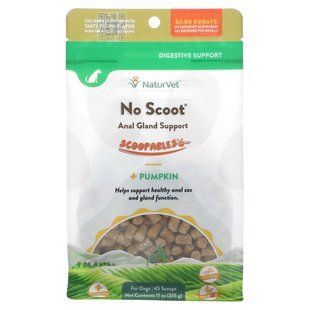 NaturVet, No Scoot Anal Gland Support, Scoopables + Pumpkin, For Dogs, Bacon, 45 Scoops, 11 oz (315 g) купить в Киеве и Украине