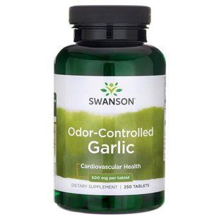 Controlled Odor Garlic, Odor-Controlled Garlic, Swanson, 500 mg, 250 tablets