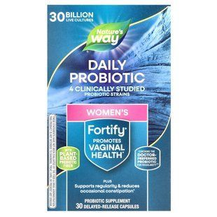 Nature's Way, Fortify, жіночий пробіотик + пребіотики, повсякденний догляд, 30 мільярдів, 30 овочів із відстроченим вивільненням. Капсули