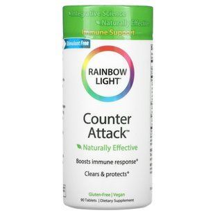 Натуральное эффективное комбинированное средство для иммунитета, Counter Attack Immune Health, Rainbow Light, 90 таблеток купить в Киеве и Украине