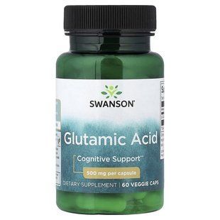 Глютаминовая кислота Swanson (Glutamic Acid) 500 мг 60 капсул купить в Киеве и Украине