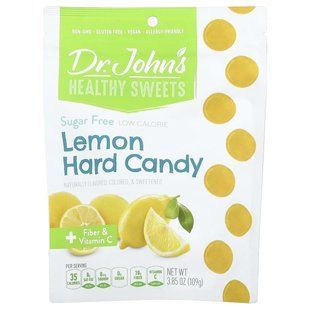 Dr. John's Healthy Sweets, Лимонная карамель, + клетчатка и витамин C, без сахара, 109 г (3,85 унции) купить в Киеве и Украине