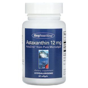 Allergy Research Group, Astaxanthin , AstaZine from Pure Microalgae, 12 mg, 60 softgels купить в Киеве и Украине
