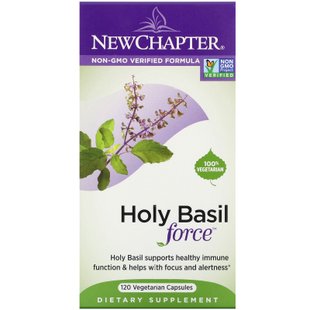 Базилик священный, пищевая добавка на основе базилика священного, Holy Basil Force, New Chapter, 120 капсул в растительной оболочке купить в Киеве и Украине