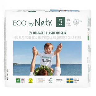 Органические одноразовые подгузники, від 4 до 9 кг, ECO BY NATY, 30 шт купить в Киеве и Украине