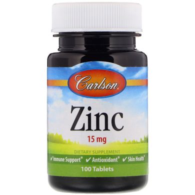 Цинк Carlson Labs (Zinc) 15 мг 100 таблеток купить в Киеве и Украине