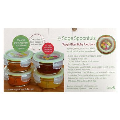Sage Spoonfuls, Прочные стеклянные миски, 4 упаковки, 210 мл (7 унций) купить в Киеве и Украине