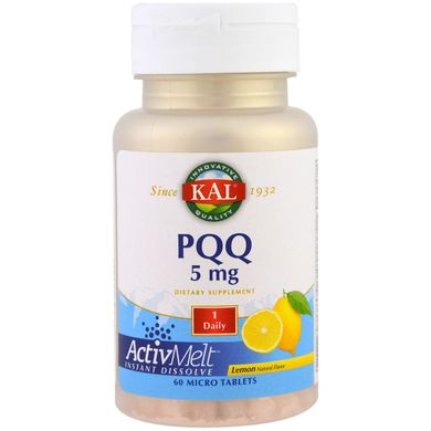 PQQ (пірролохінолінхінон) з лимонним смаком, PQQ ActivMelt, KAL, 5 мг, 60 мікротаблеток