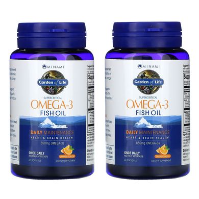 Омега-3 риб'ячий жир апельсин Minami Nutrition (Omega-3 Fish Oil Supercritical) 850 мг 2 фл. по 60 капсул 120 капсул