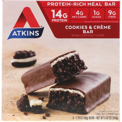 Батончики зі смаком печива і вершків Atkins (Cookies n 'Creme Bar Advantage) 5 бат. по 48 г