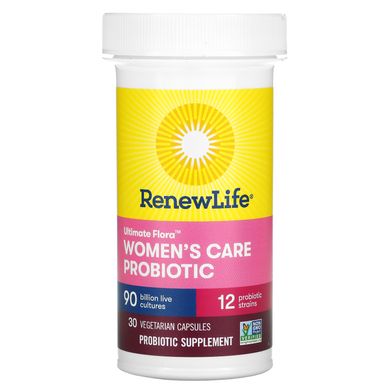 Renew Life, Ultimate Flora, пробіотик Women's Care для жінок, 90 живих культур, 30 вегетаріанських капсул