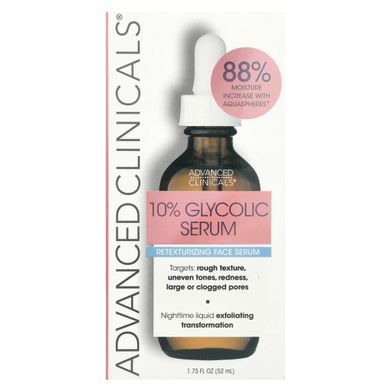 Advanced Clinicals, 10% гликолевая сыворотка, 52 мл (1,75 жидк. Унций) купить в Киеве и Украине