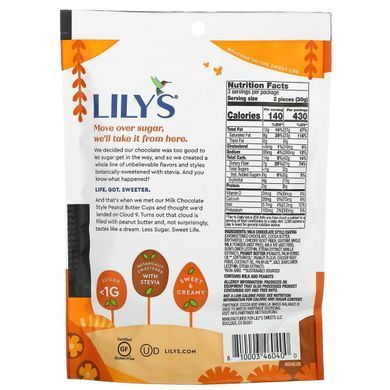Lilys Sweets, Milk Chocolate, Cups with Peanut Butter, Sugar-Free, 3.2 ounces (91 g)