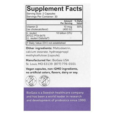 BioGaia, Osfortis with vitamin D, 60 capsules