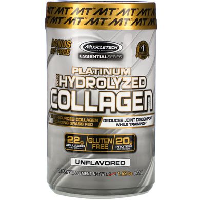 100% гідролізований колаген Platinum, без смакових добавок, Muscletech, 1,52 фунта (692 г)