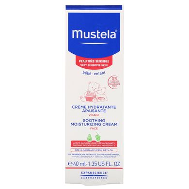 Заспокійливий зволожуючий крем для обличчя, Mustela, 1,35 рідкої унції (40 мл)